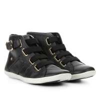 tenis couro cano alto cravo e canela