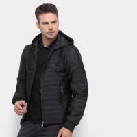 jaqueta puffer rock & soda manga removível masculina